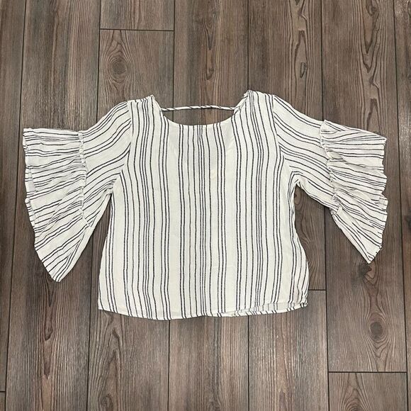 Altar'd State Blouse Top Women Small Multicolor Striped 100% Rayon Flared Sleeve - Picture 6 of 6